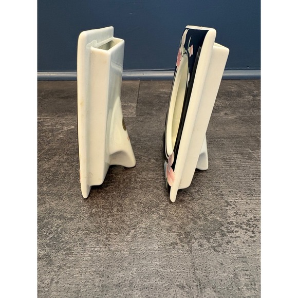 Andrea by Sadek Porcelain Vanity Set Tray and 2 Picture Frames Floral Black 7208 - Picture 10 of 11